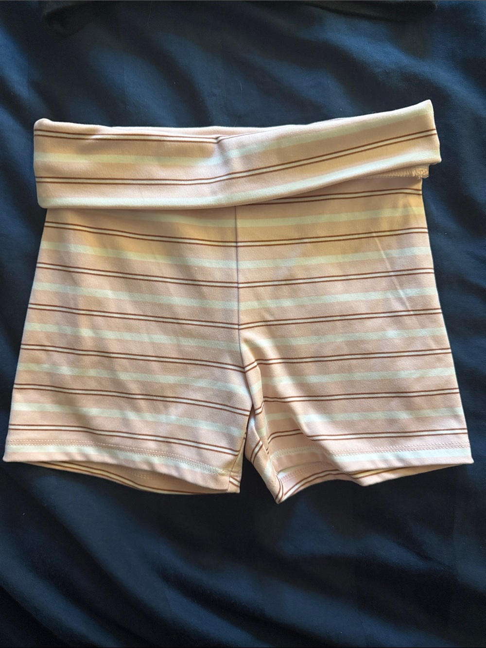 Target Pink and Pastel Stripe Fold-Over Waist Kids Shorts